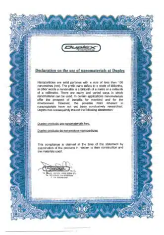 certification nano particules duplex juillet 2019