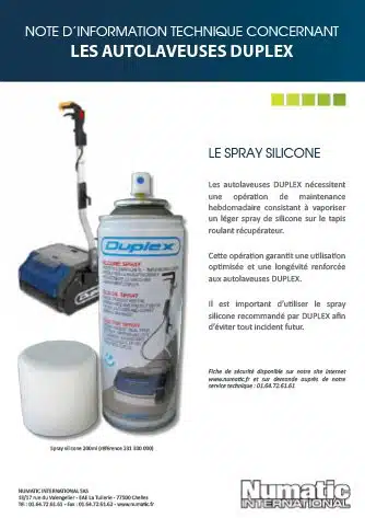 note information duplex spray silicone numatic 1